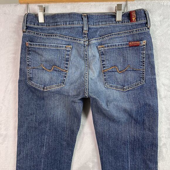 7 For All Mankind Jeans Women's 28 Straight Fit Mid Rise Blue Denim Casual Boho - Picture 7 of 12